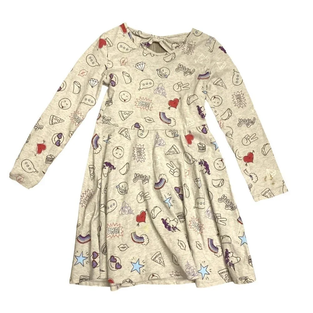 Children's Place Doodles emoji‎ long sleeves dress Girls size 5/6